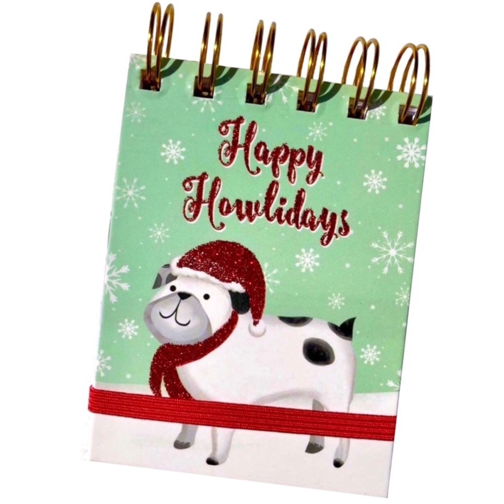 Lady Jayne Dog Wire O Spiral Pocket Bungee Notepad ~ Happy Howlidays 63540